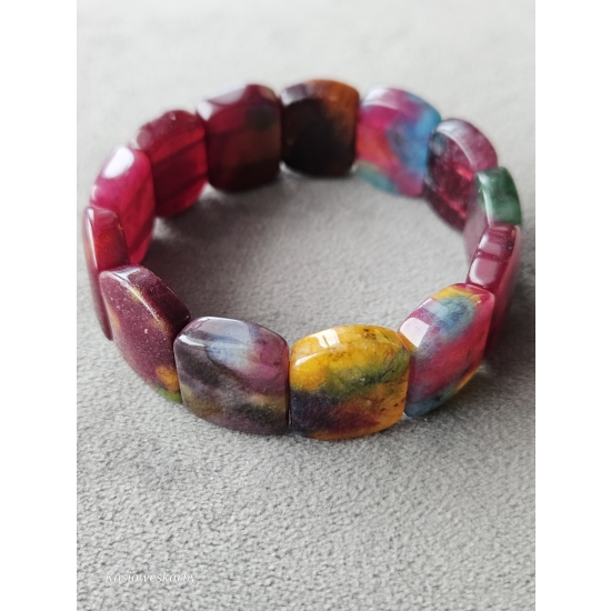 Bransoletka z naturalnych kamieni Agatu | multikolor | rękodzieło Kasioweskarby