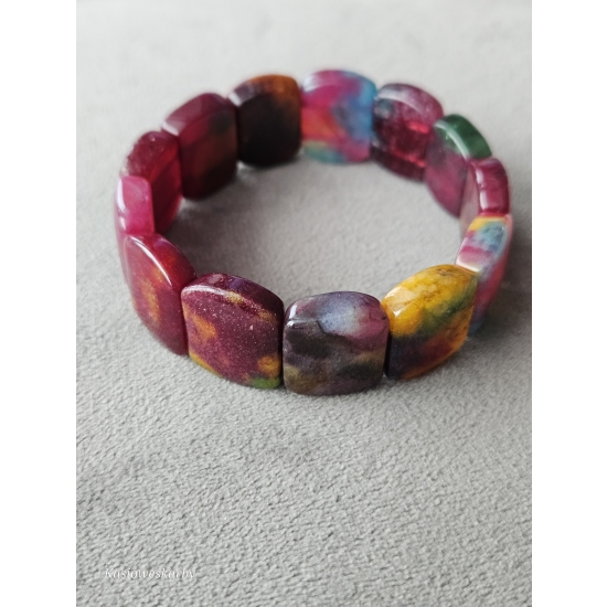 Bransoletka z naturalnych kamieni Agatu | multikolor | rękodzieło Kasioweskarby