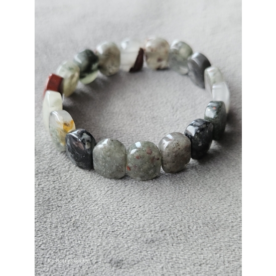 Bransoletka z naturalnych kamieni Agatu| zielono-szara | rękodzieło Kasioweskarby